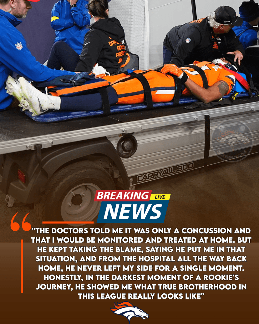 a Broncos star skipped his post-game press conference to stay by Pat Bryant’s hospital bed after he was rushed for emergency care on the field
