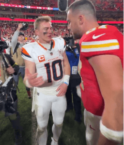 After a 20–13 Win Over the Kansas City Chiefs, Cameras Caught Travis Kelce Approaching Bo Nix and Whispering Something — Fans Were Stunned After Reading His Lips