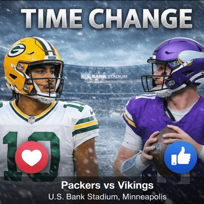 Time Change – Packers vs Vikings — Week 18 Game Information