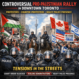 Controversial Pro-Palestinian Rally in Downtown Toronto Draws Protesters, Counter-Protesters, and Heavy Police Presence