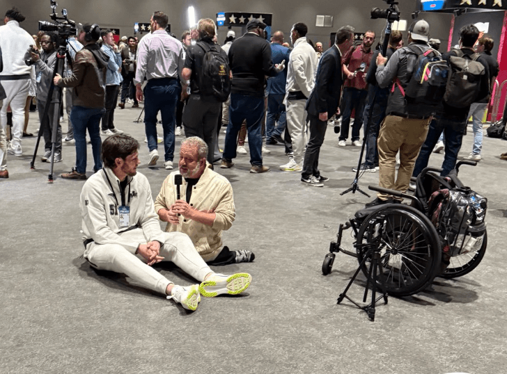 Sam Darnold Shocks NFL by Skipping FOX & ESPN, Choosing to Interview Local Disabled Reporter on Super Bowl Opening Night – Viral Video of Heartwarming Moment Moves Seahawks Community to Tears