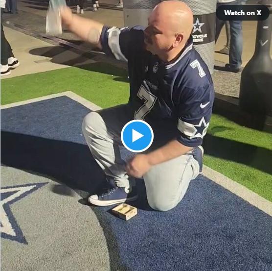 It wasn’t the victory that defined the night but the moment after the game that left the entire AT&T Stadium in silence: a Dallas Cowboys fan quietly pouring the ashes of his late cousin onto the field