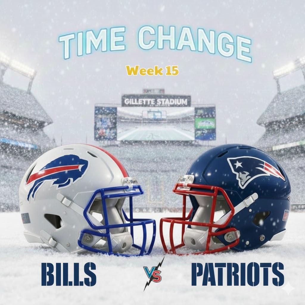 TIME UPDATE: Buffalo Bills vs. New England Patriots – Dangerous Arctic Blast Forces Week 15 Schedule Change at Gillette Stadium