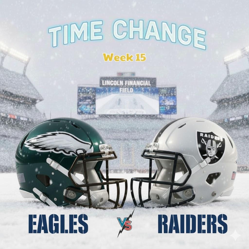 TIME UPDATE: Philadelphia Eagles vs. Las Vegas Raiders – Dangerous Winter Storm Forces Week 15 Schedule Change at Lincoln Financial Field