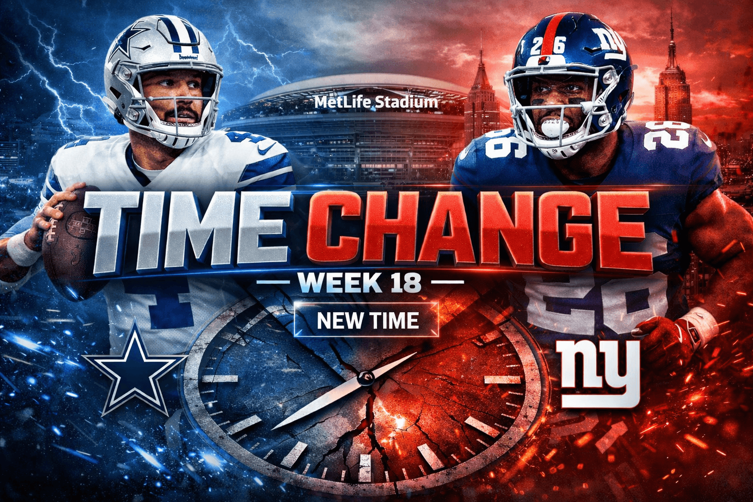 TIME CHANGE: Cowboys vs. Giants Game Under Weather Monitoring – Updated Game Information