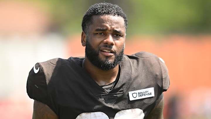 Cleveland Browns running back Pierre Strong Jr. (20) during training camp at CrossCountry Mortgage Campus.